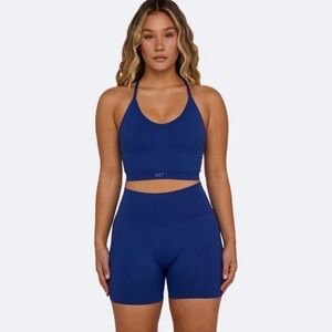 NWT SET ACTIVE SCULPTFLEX® RIBBED V BRA - COLOR BLUE